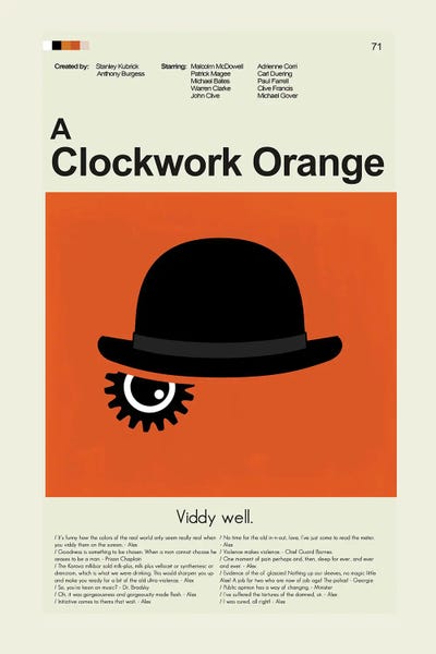 A CLOCKWORK ORANGE TYPOGRAPHY CANVAS WALL ART PRINT PICTURE VARIETY OF SIZES